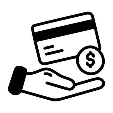 Kredi kartı ikonu ana hat vektörü. ödeme parası. 