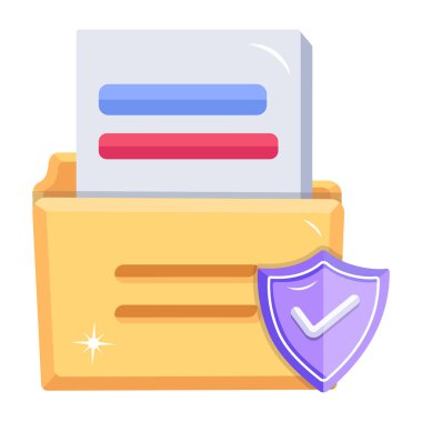 güvenli belge simgesi, çizgi film biçimi 