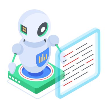 Tablet pc ve bilgisayar vektör illüstrasyonlu robot 