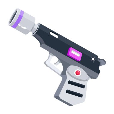 Fütüristik silah, VR oyun silahı ikonu, vektör illüstrasyonu      
