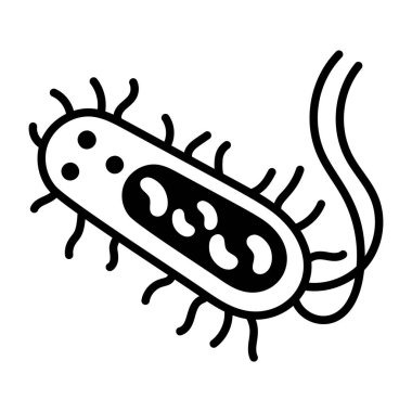 Beyaz arkaplanda izole edilmiş bakteri simgesinin vektör çizimi. 