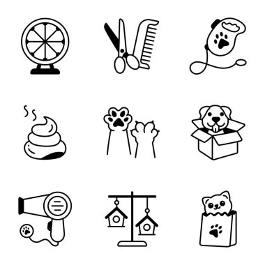 Hayvan Icons set, anahat stili 