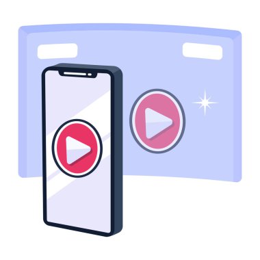Video oynatıcı ve akıllı telefon vektör illüstrasyonuna sahip oyuncu 