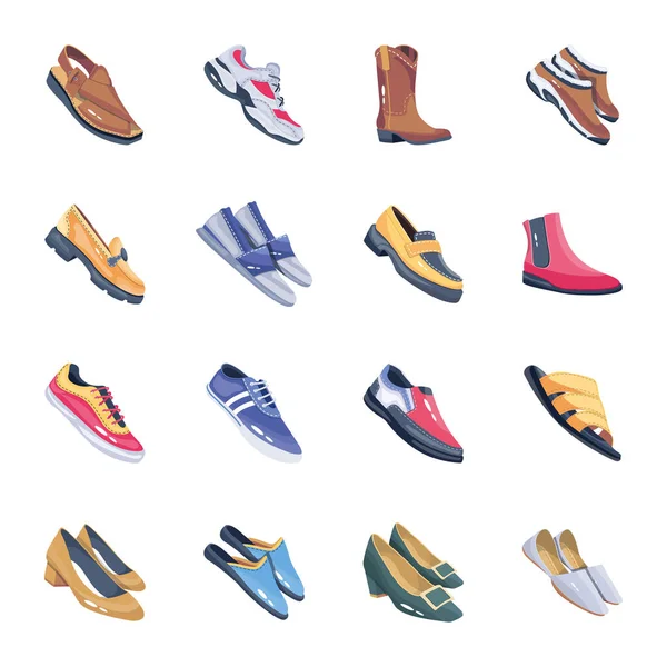 Набір Різних Типів Чоловічого Взуття Векторна Ілюстрація — стоковий вектор