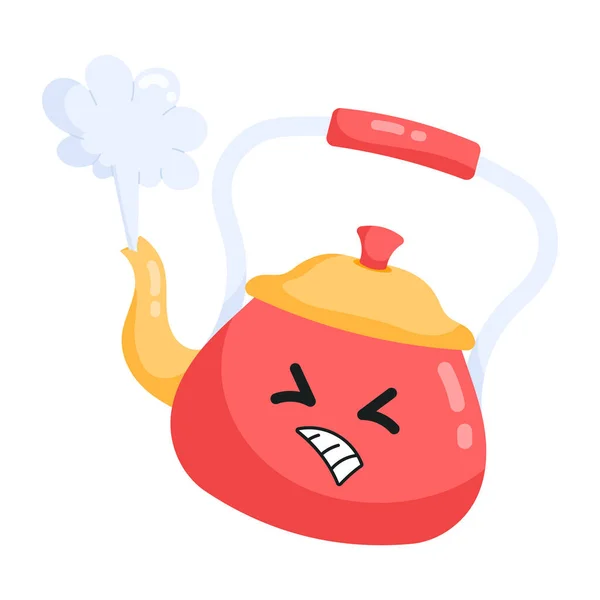 Niedliche Karikatur Wütend Rote Teekanne — Stockvektor
