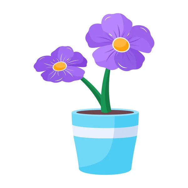 Λουλούδι Γλάστρα Απομονωμένο Εικονίδιο Διανυσματική Απεικόνιση — Διανυσματικό Αρχείο