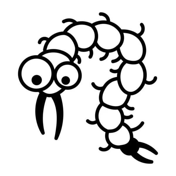 Black White Cartoon Caterpillar Vector Illustration — Stock Vector