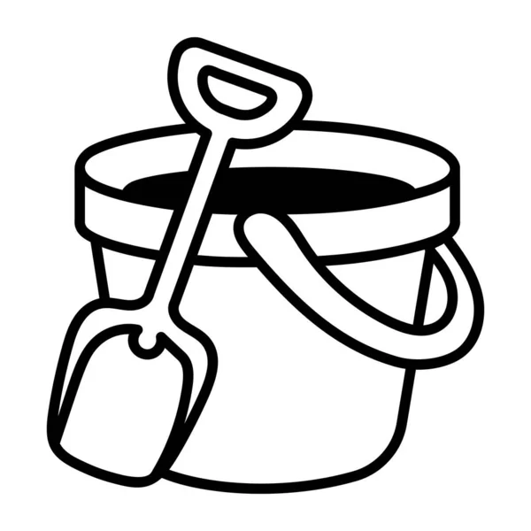Bucket Shovel Line Icon Vector Illustration — Stock Vector
