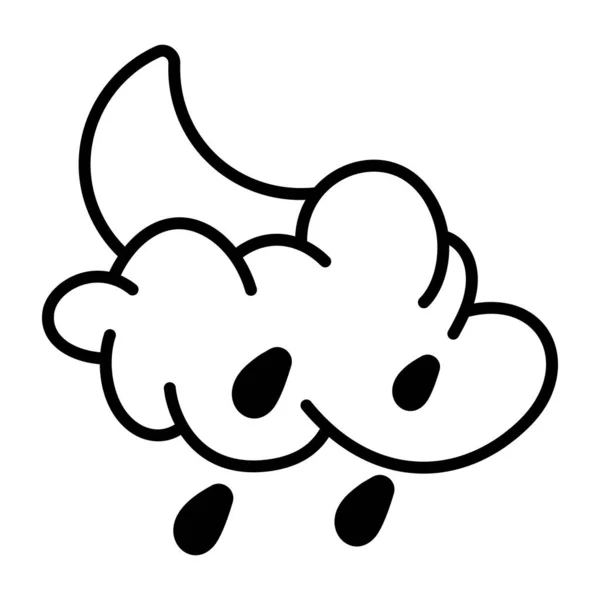 Line Drawing Cartoon Storm Cloud Vector Illustration — Stock Vector