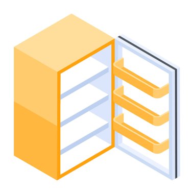 Boş buzdolabı ikonu izometrik. vektör illüstrasyonu 