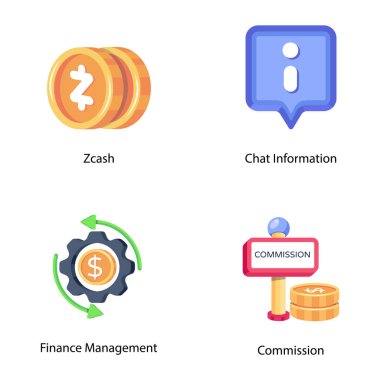 çevrimiçi ticaret karikatür simgeleri seti, vektör illüstrasyonu