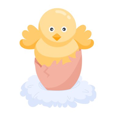 Yumurtalı mutlu civciv, vektör çizimi