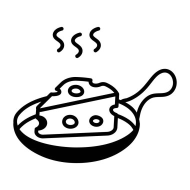 Çizgi çizim çizimi tavada peynir