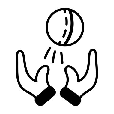 Bir topu tutan el, vektör çizimi 