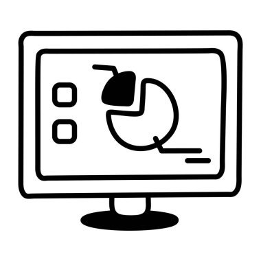 İşletme grafiği simgesi olan monitör. vektör illüstrasyonu 