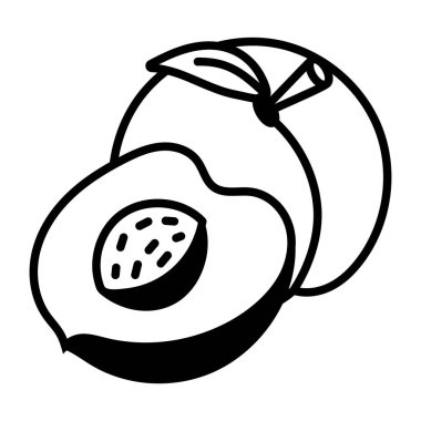 Yapraklı taze şeftali meyvesi, ağ simgesi 