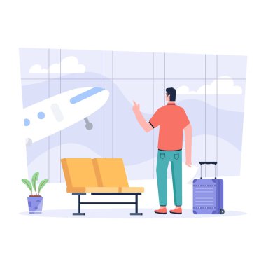 Havaalanındaki adamın düz çizimine bak.