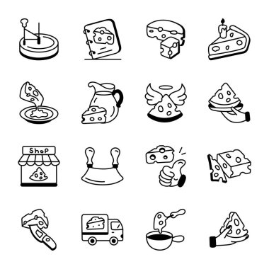 Peynir simgeleri seti, özet biçimi 