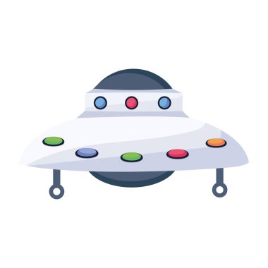 vektör karikatür uzay gemisi simgesi beyaz arkaplanda izole edildi.       