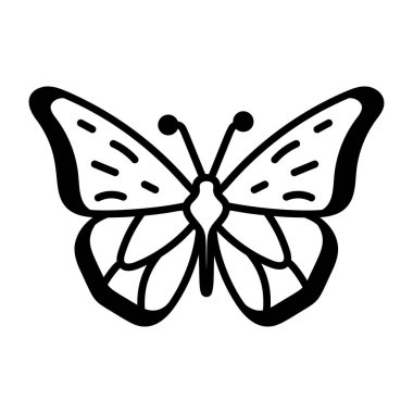 Kelebek böcek simgesi tasarımı vektör çizimi 