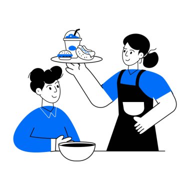 Garsonun servis yaptığı son moda düz resme bir göz atın.