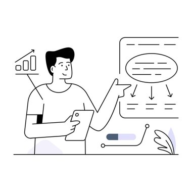 Ofiste çalışan tablet bilgisayarlı iş alanı