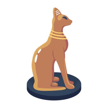 Mısırlı kedi sepetinin birinci sınıf düz simgesi