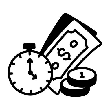 Zaman ve para. Web simgesi basit illüstrasyon 