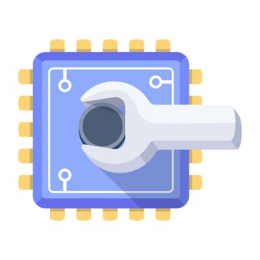 anahtar ile mikroçip simgesi, vektör illüstrasyon basit tasarım