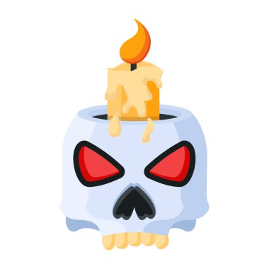 Kafatası vektör illüstrasyonunda mum yakma 