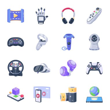 Oyun simgeleri dizisi. Düz stil. vektör illüstrasyonu. 