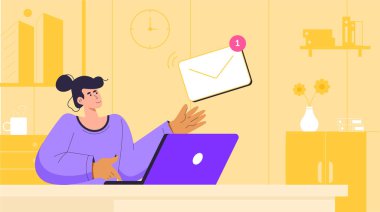 e-posta ile çalışan kız 