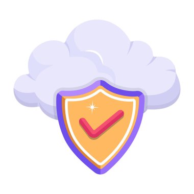 Kalkan simgesi dizaynlı bulut 