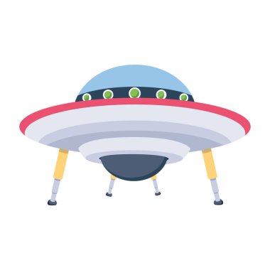 vektör karikatür uzay gemisi simgesi beyaz arkaplanda izole edildi.       