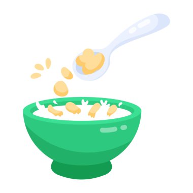 Mısır gevreği kasesinin düz stil çıkartması.