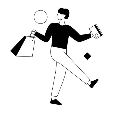 Beyaz arka planda alışveriş torbaları olan genç bir kadın. 