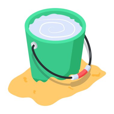 Su ve kum vektör resimleme arkaplanlı kova 