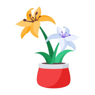 Güzel çiçekli izole çiçek saksısı tasarımı