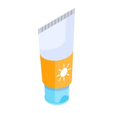 Güneş kremi ikonu, izometrik 3 boyutlu 