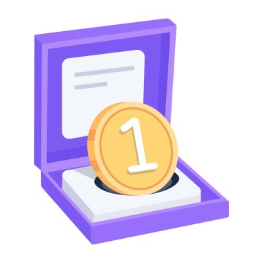 Sertifikanın izometrik vektör resimleme simgesi 