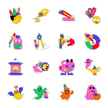 Güzel çocuk oyuncakları seti. vektör illüstrasyonu. 