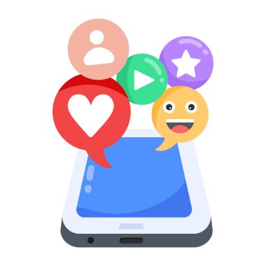 Konuşma baloncukları vektör illüstrasyon arka planına sahip akıllı telefon 