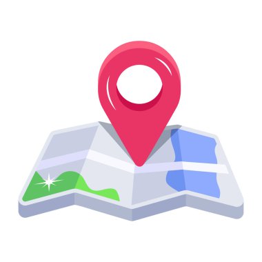 Harita iğne simgesi. Web tasarımı için harita işaretleyici vektör çiziminin izometriği 