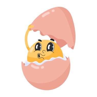 Yumurta kabuğunda komik yumurta sarısı, vektör çizimi