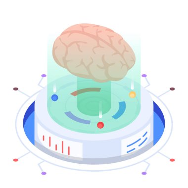 şık izometrik beyin vektör çizimi