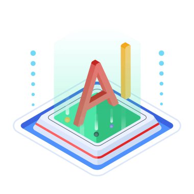 Yapay zeka simgesinin izometrik tasarım 