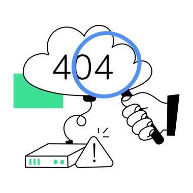 404 hata vektör çizimi, düz simge 