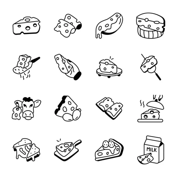 Cheese Icons Set Vector Illustration — Stock Vector
