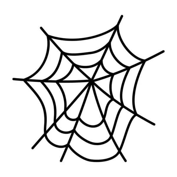 Svart Halloween Spindel Webb Ikon Isolerad Vit Bakgrund — Stock vektor