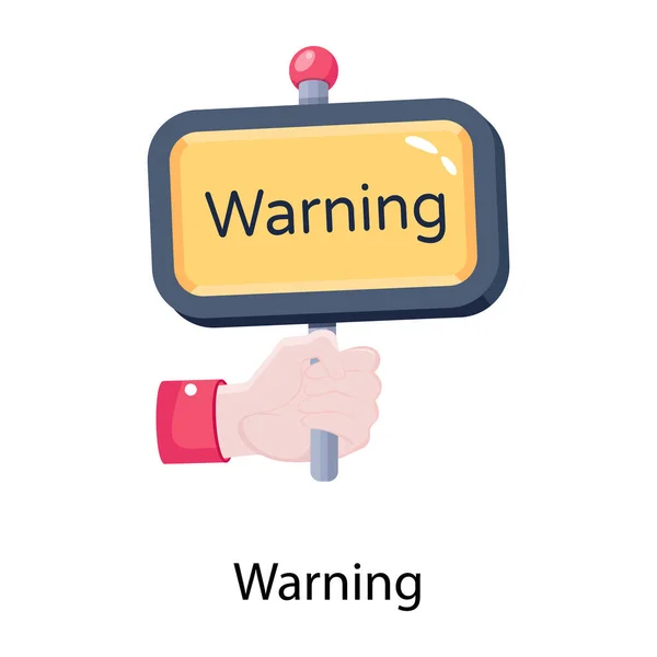 Επίπεδο Εικονίδιο Διάνυσμα Προειδοποιητικό Σήμα Στο Χέρι — Διανυσματικό Αρχείο